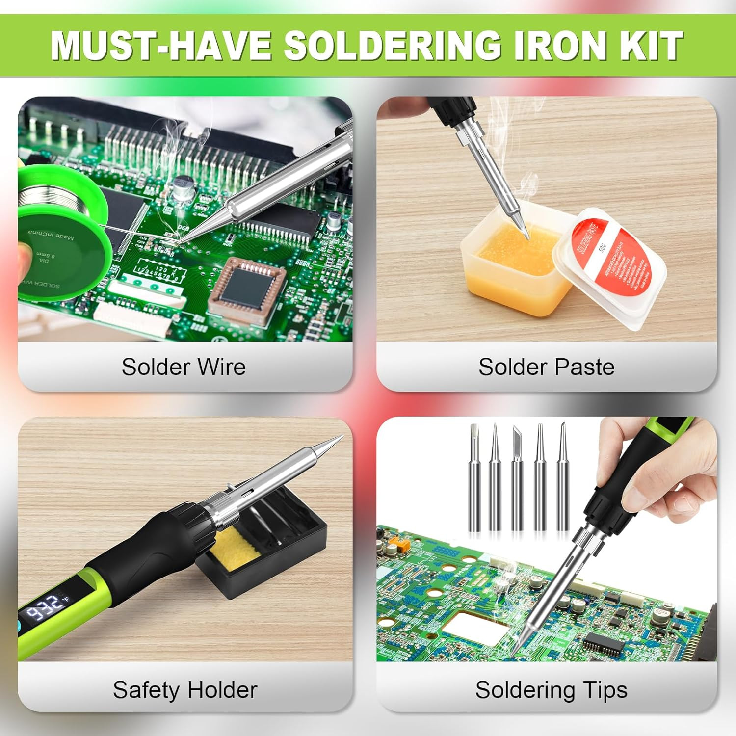 Soldering Iron Kit, 100W Soldering Gun with LED Digital Display, Adjustable Temp