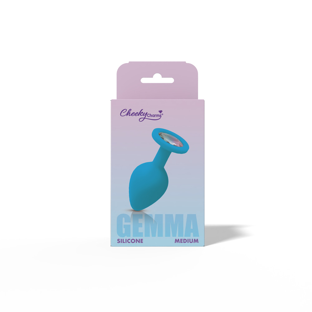 Gemma Clear Iridescent Gem Teal Silicone Plug - M