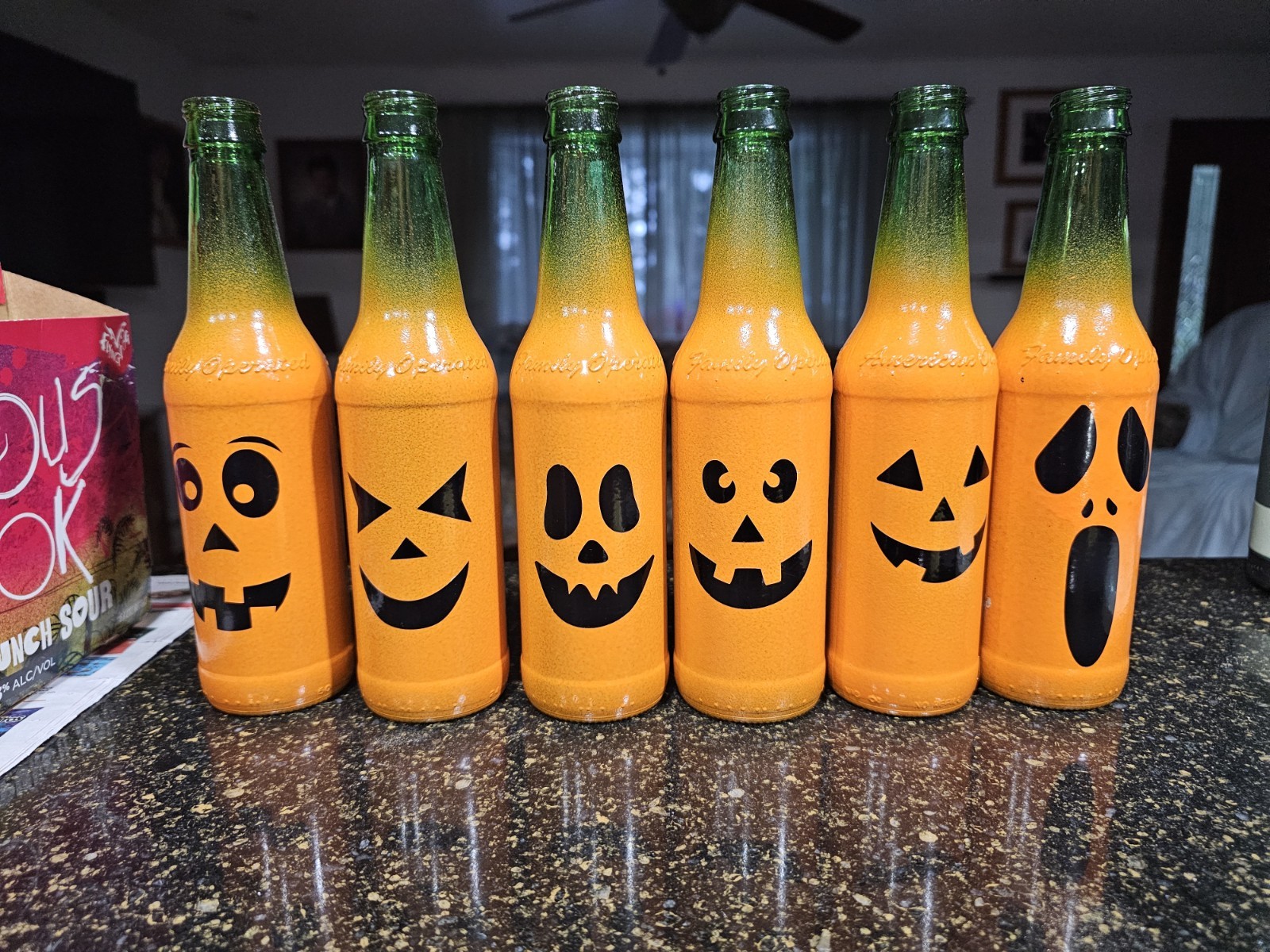 6 Pack Pumpkin Tiki Torch Table Lamp Light Yeungling LAGER Glass Bottles