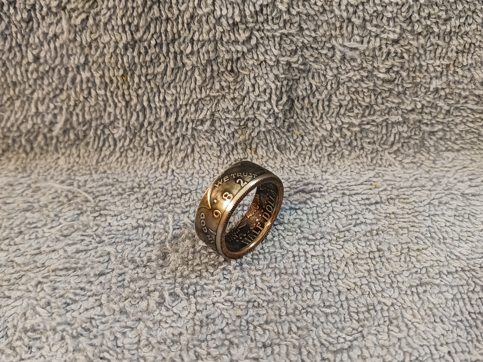 1982 Kennedy Half Dollars  size 10  coin ring  handmade mixed metals  (B)