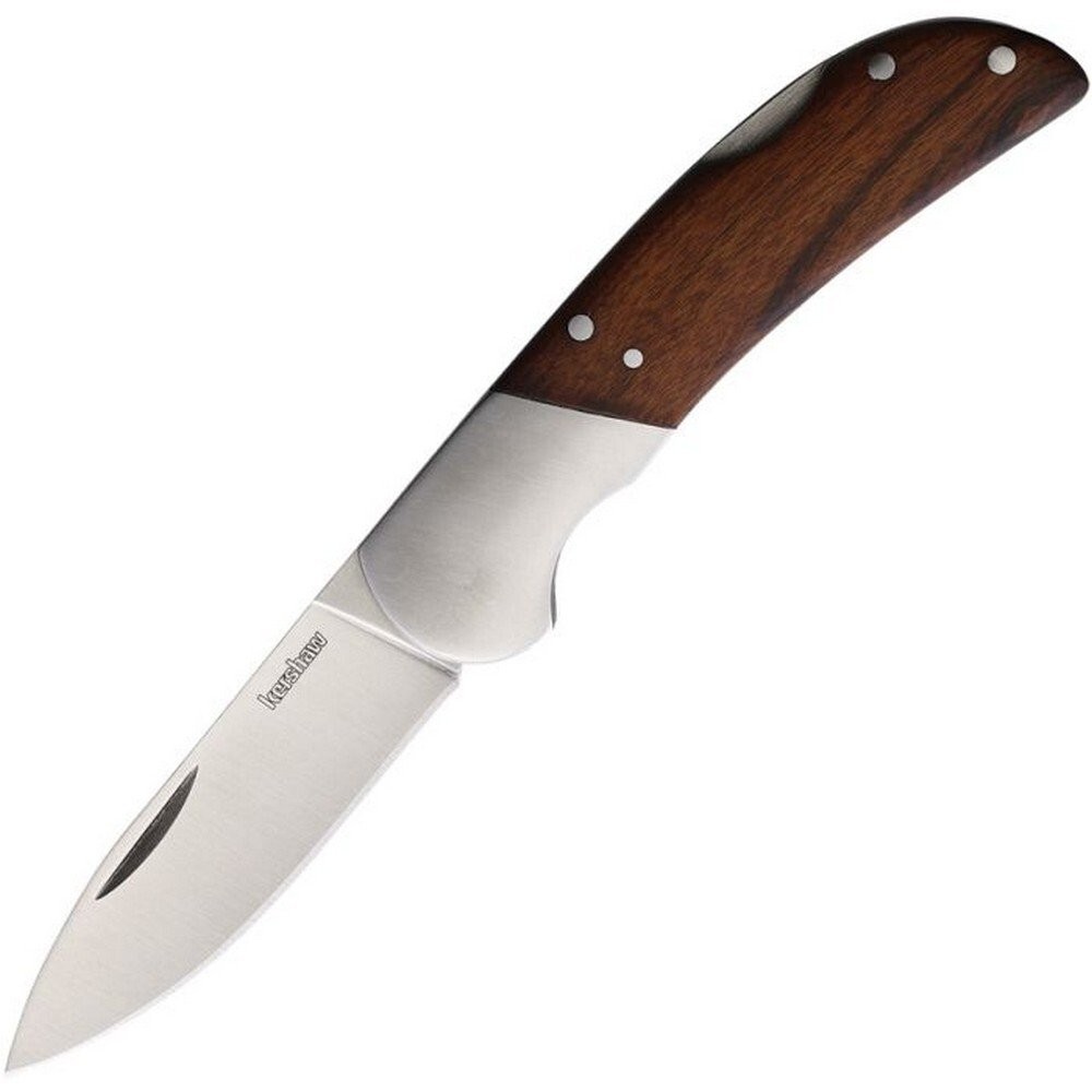 Kershaw Baseman Pocket Knife Stainless Steel Blade Brown Wood Handle - 1381