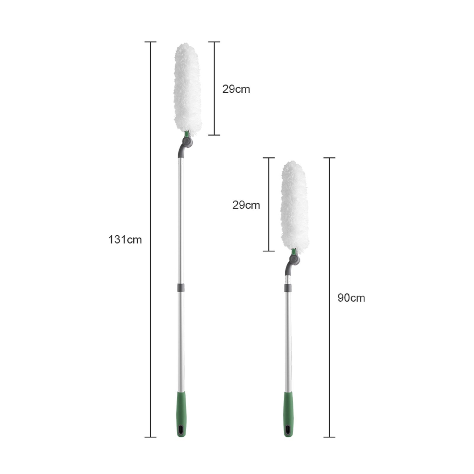 Long Handle Duster with Extension - Reusable & Easy Home Cleaning Tool, White