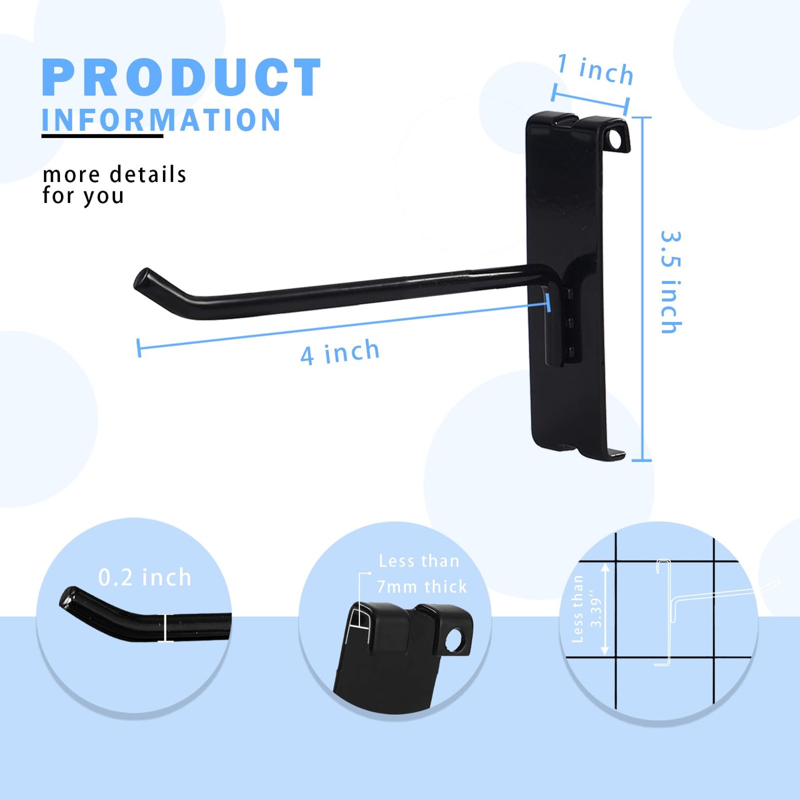 Gridwall Hooks 4 Inch 32PC Heavy Duty Black Display Hooks for Grid Wall Panel...