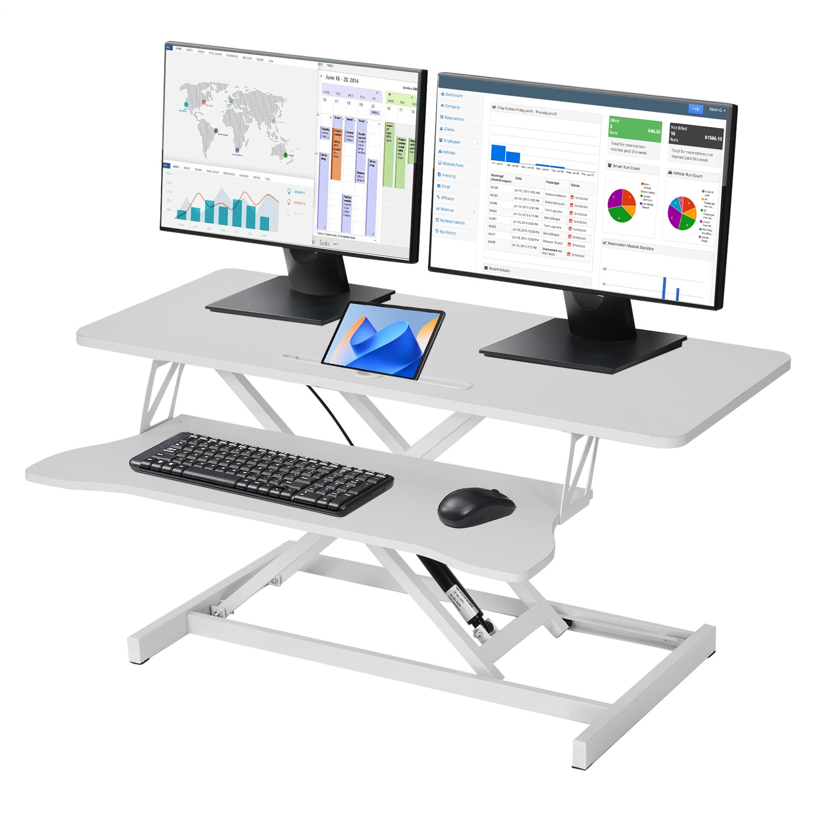 37" Height Adjustable Home Office Desk Converter Computer Desk Riser