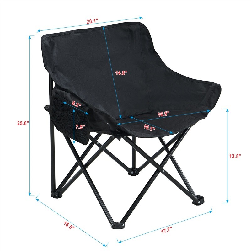2PCS Outdoor Camping Chairs Folding/Portable, Carry Bag ,Black