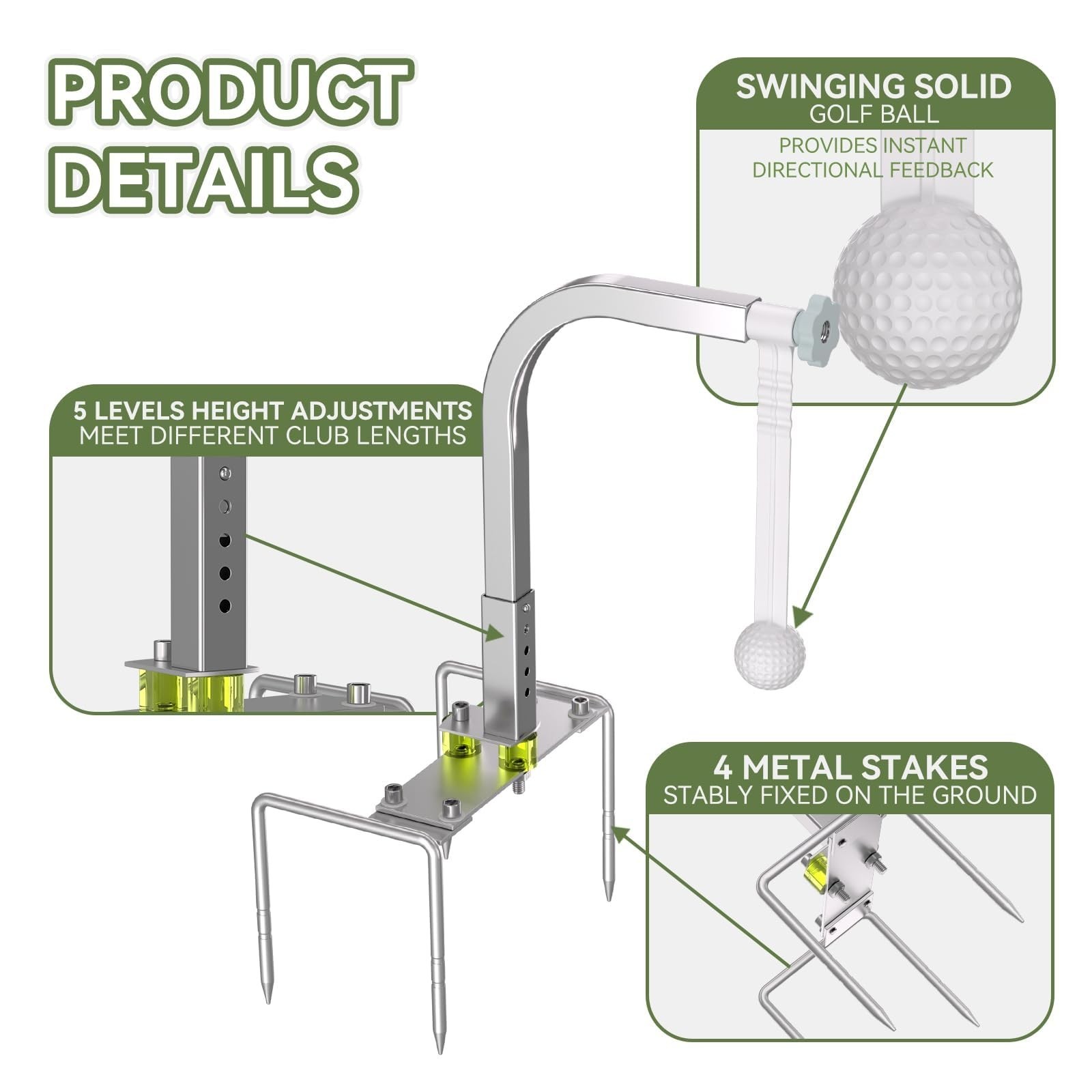 Golf Swing Trainer, Portable Golf Training Aid, Durable Golf Practice Equipme...