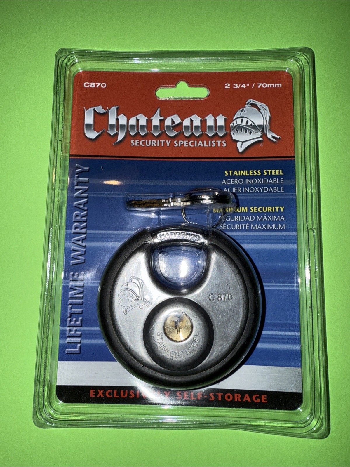 Round Disc LOCK Padlock 2 Keyed Alike keys Stainless Steel 2 (2 3/4") 5-Pin