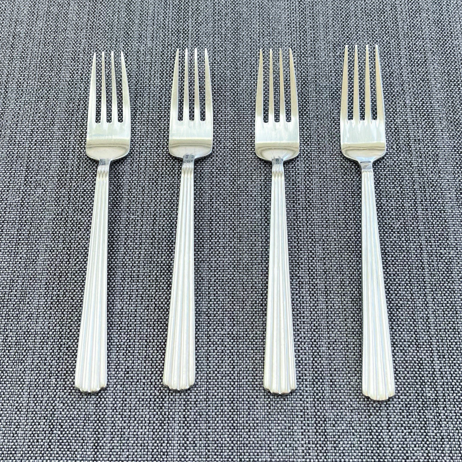 Stanley Roberts ADRIENE 4 Salad Forks Ribbed Fluted China 6 7/8”