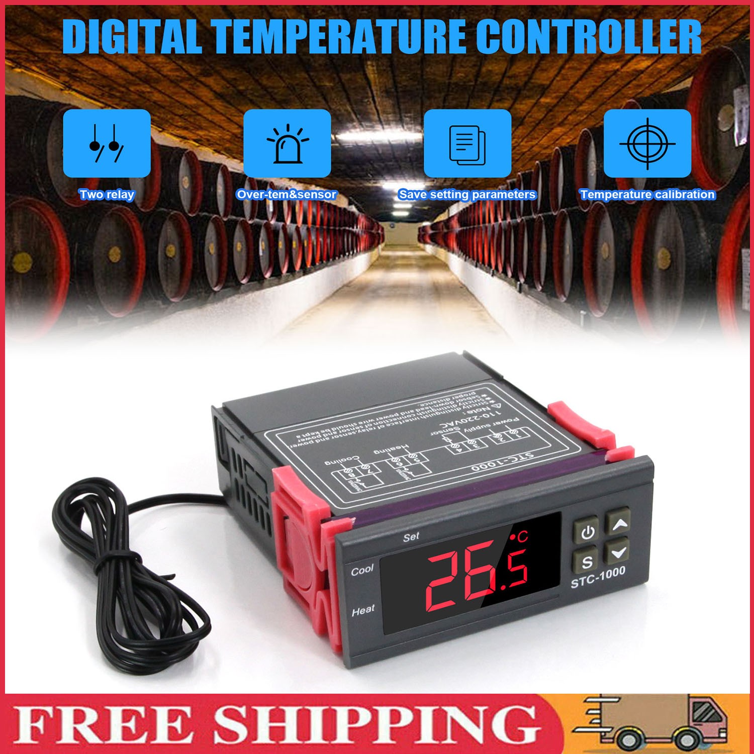 STC-1000 Digital Temperature Controller Thermostat w/ Sensor AC 110V Universal