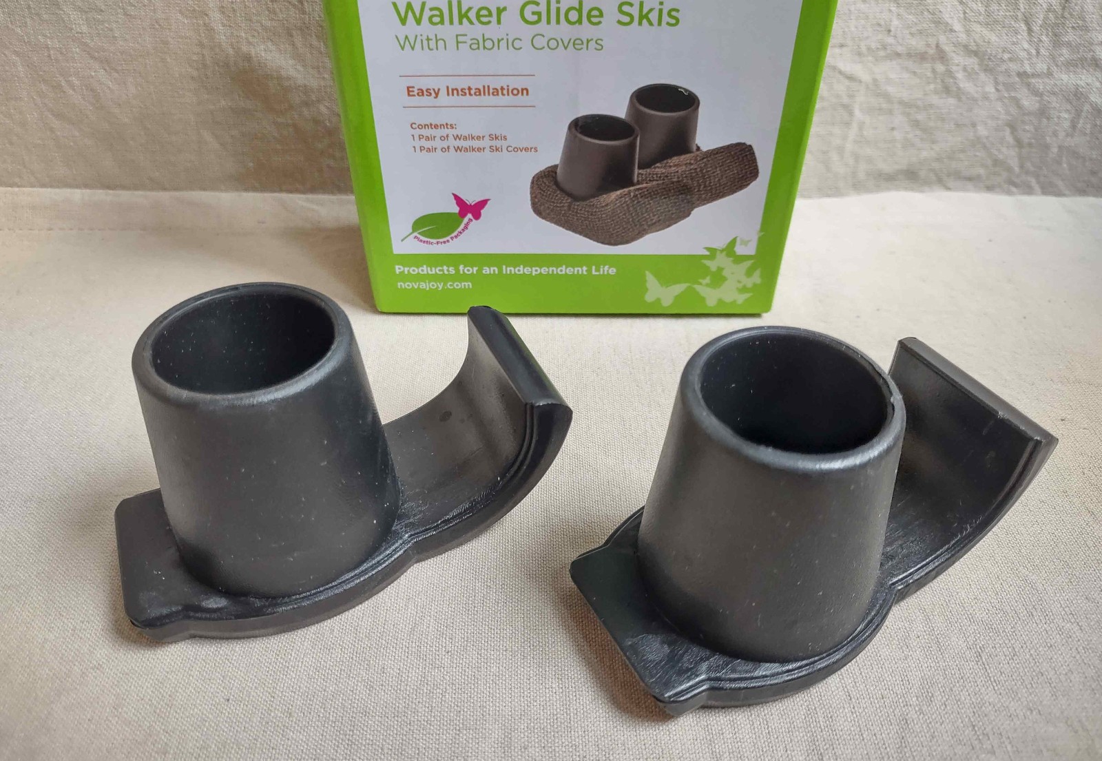 (Missing Fabric Covers) Walker Skis Glides for Folding Walkers 2 Skis *READ*