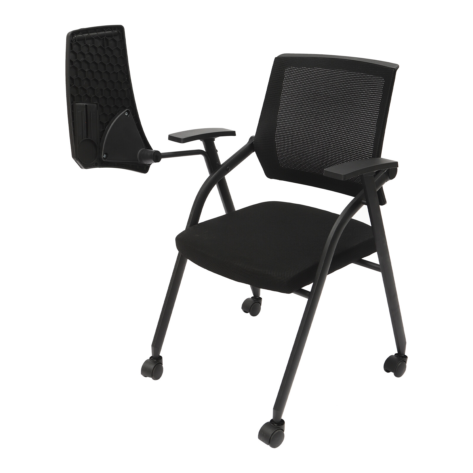 2x Waiting Room Chairs with Wheels Reception Chair Office Guest Chair w/ Desk