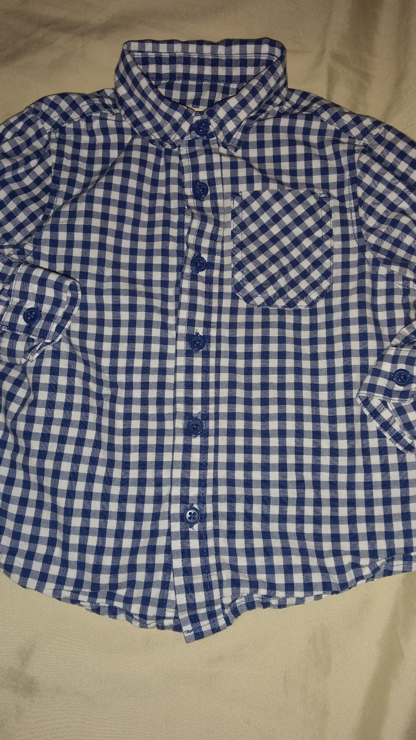 Cherokee boys sz. 24 month blue checkered oxford. Cute & classic top