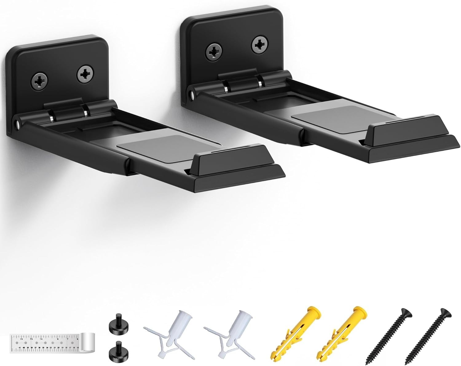 Versatile Adjustable Soundbar Mount - For Wall, TV, or Bookshelf Use, Black