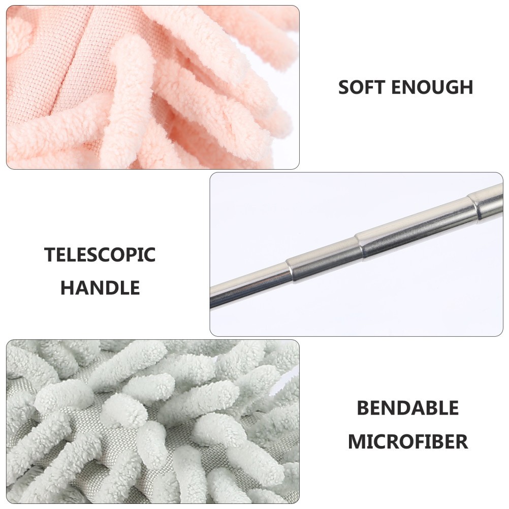 2 Pcs Bendable Telescopic Chenille Duster Mops for Hands Cleaning