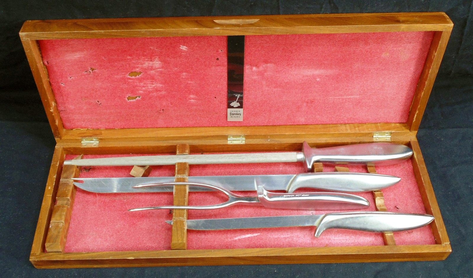 Vintage Gerber Legendary Blades Meat Turkey Carving Set 4-Piece w/Case