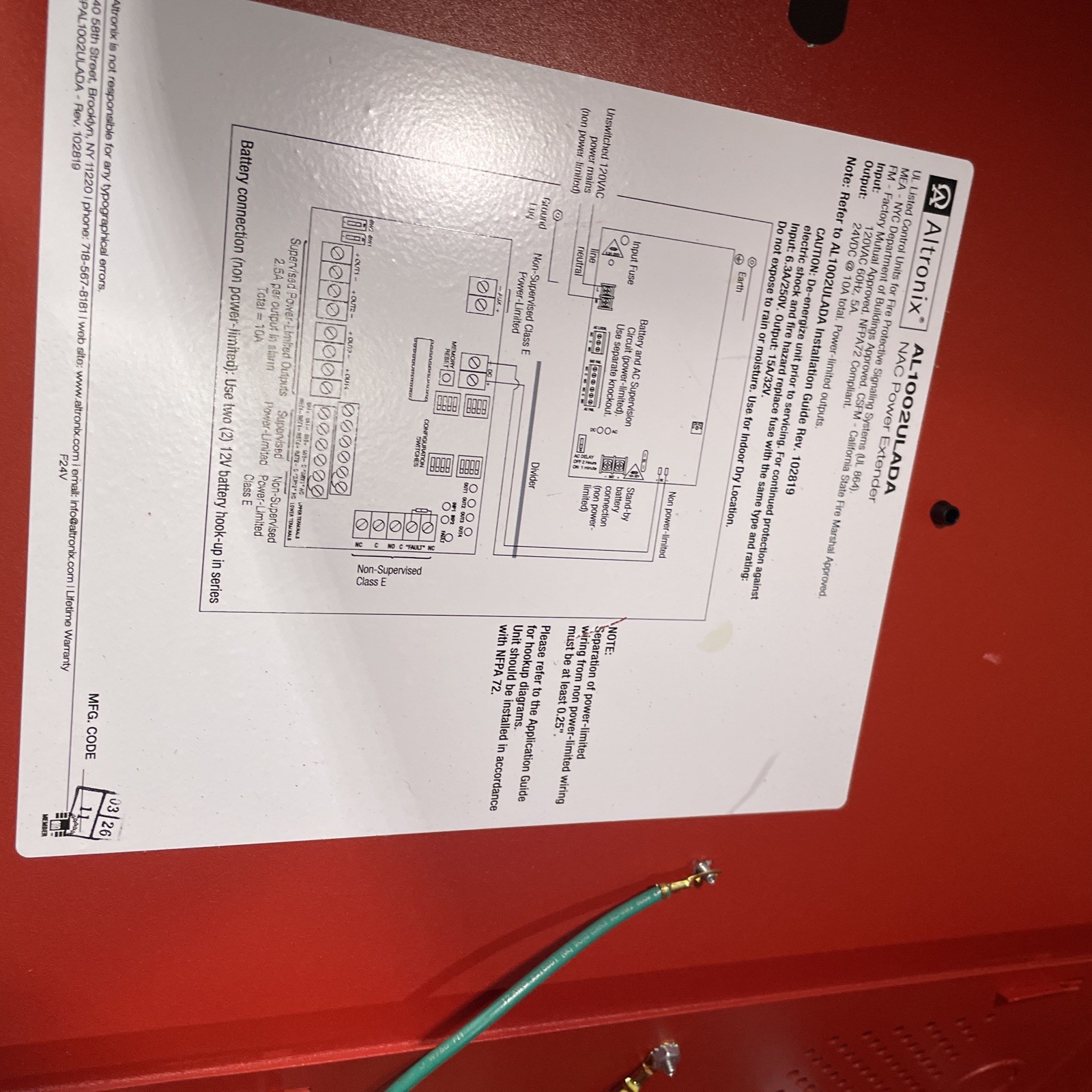 ALTRONIX AL1002ULADA NAC Power Extender With Built In Sync Protocols 10 Amp