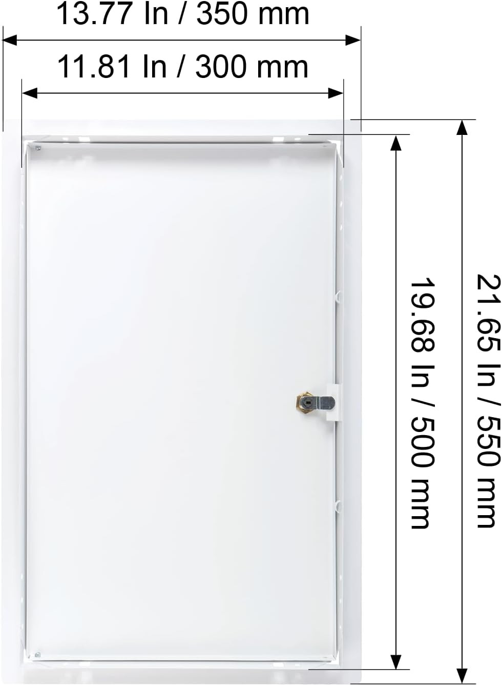 12" X 20" Lockable White Metal Access Panel. Service Shaft Door Panel with Key.