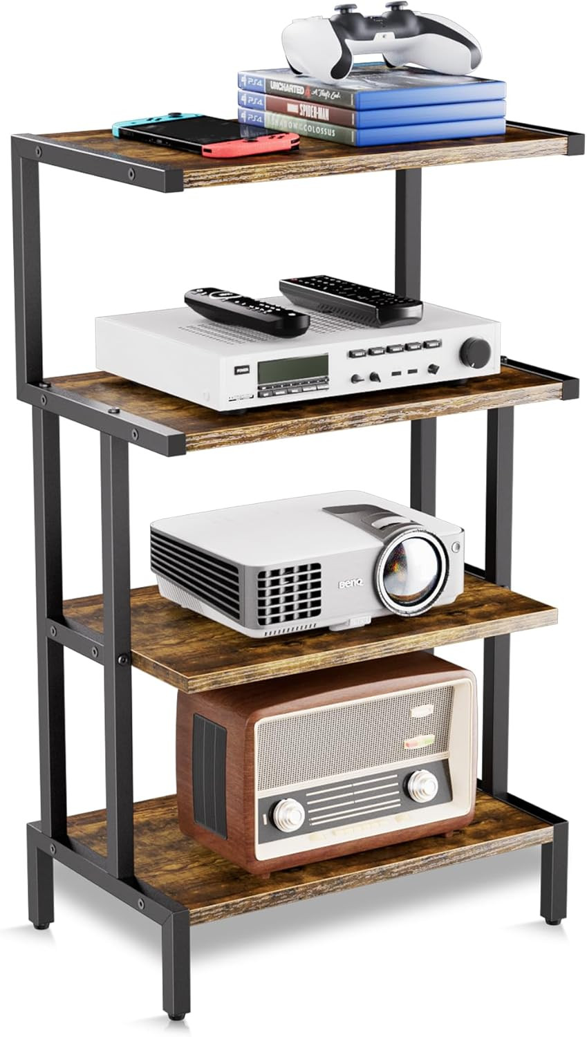 Game Console Stands, 4-Tier Stereo Stand Cabinet for Small Space, Gaming Enterta