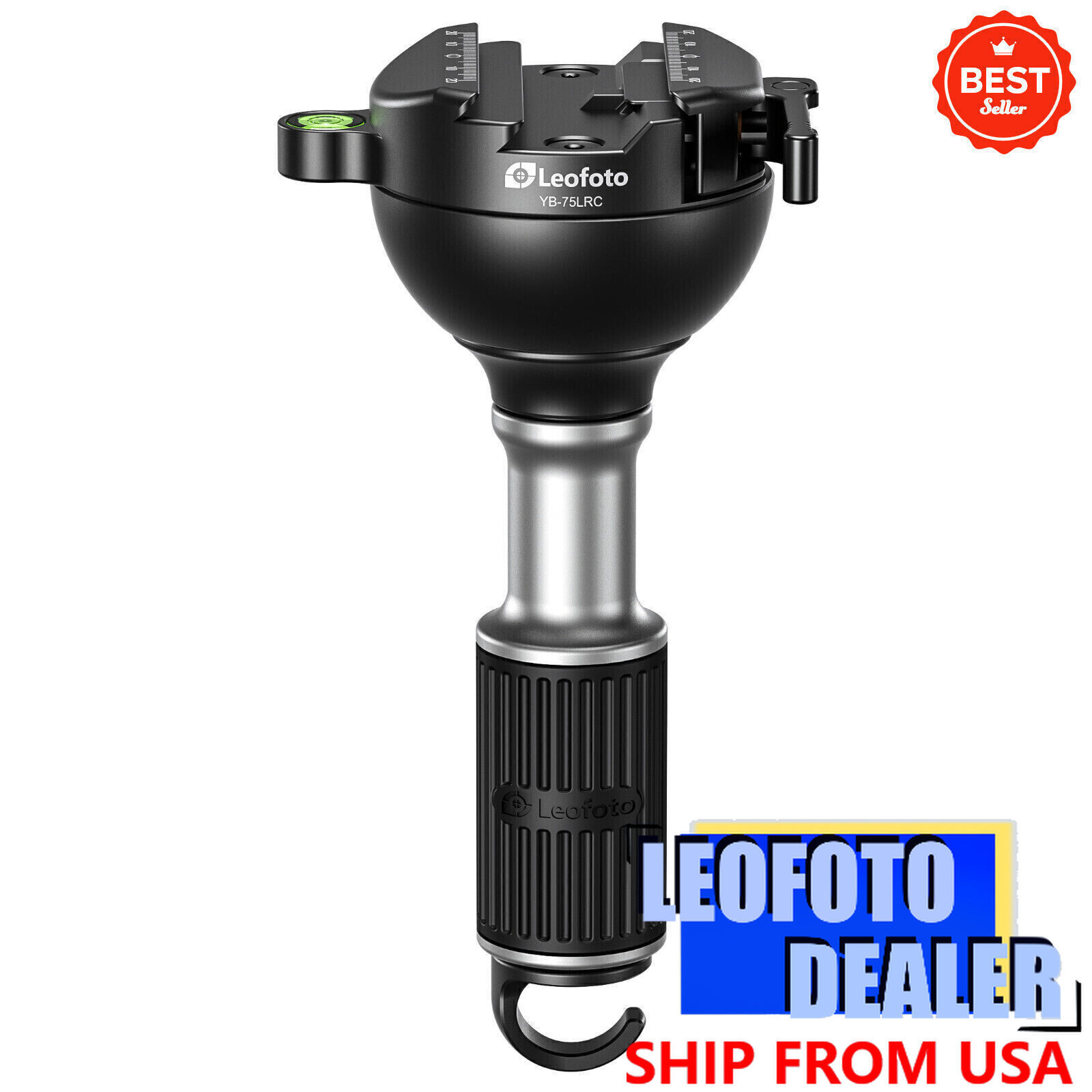 Leofoto YB-75LRC Leveling Head with Handle for 75mm Bowl/Arca+Picatinny NEW