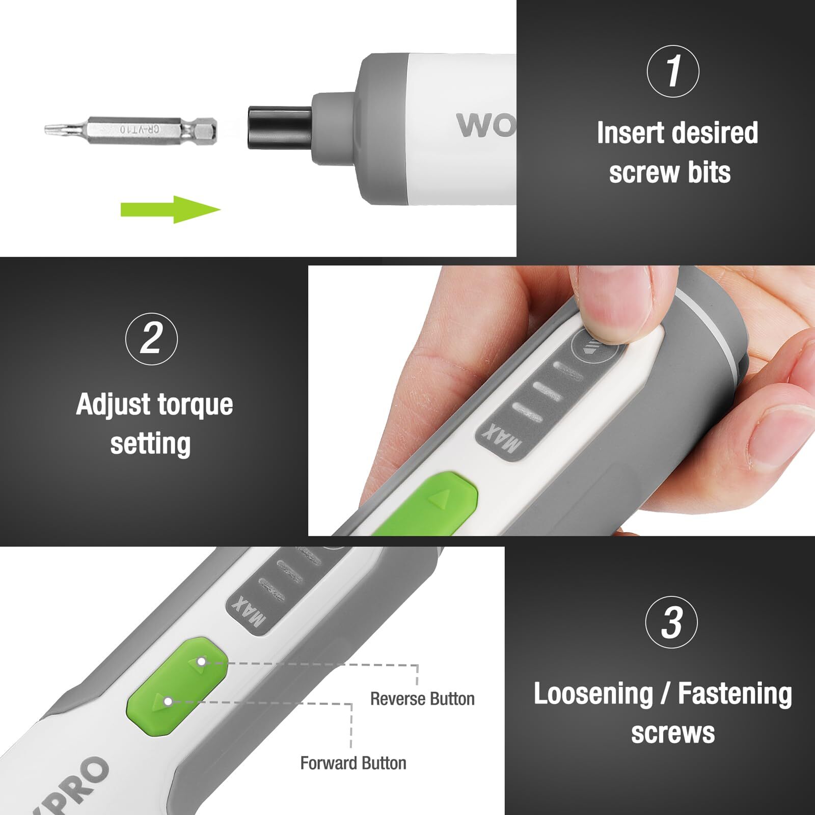 WORKPRO 4V Electric Screwdriver Rechargeable Cordless Screwdriver Set with 35Bit