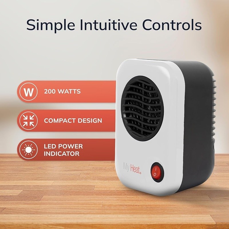 200W Portable Ceramic Space Heater Indoor Energy Efficient Overheat Protection