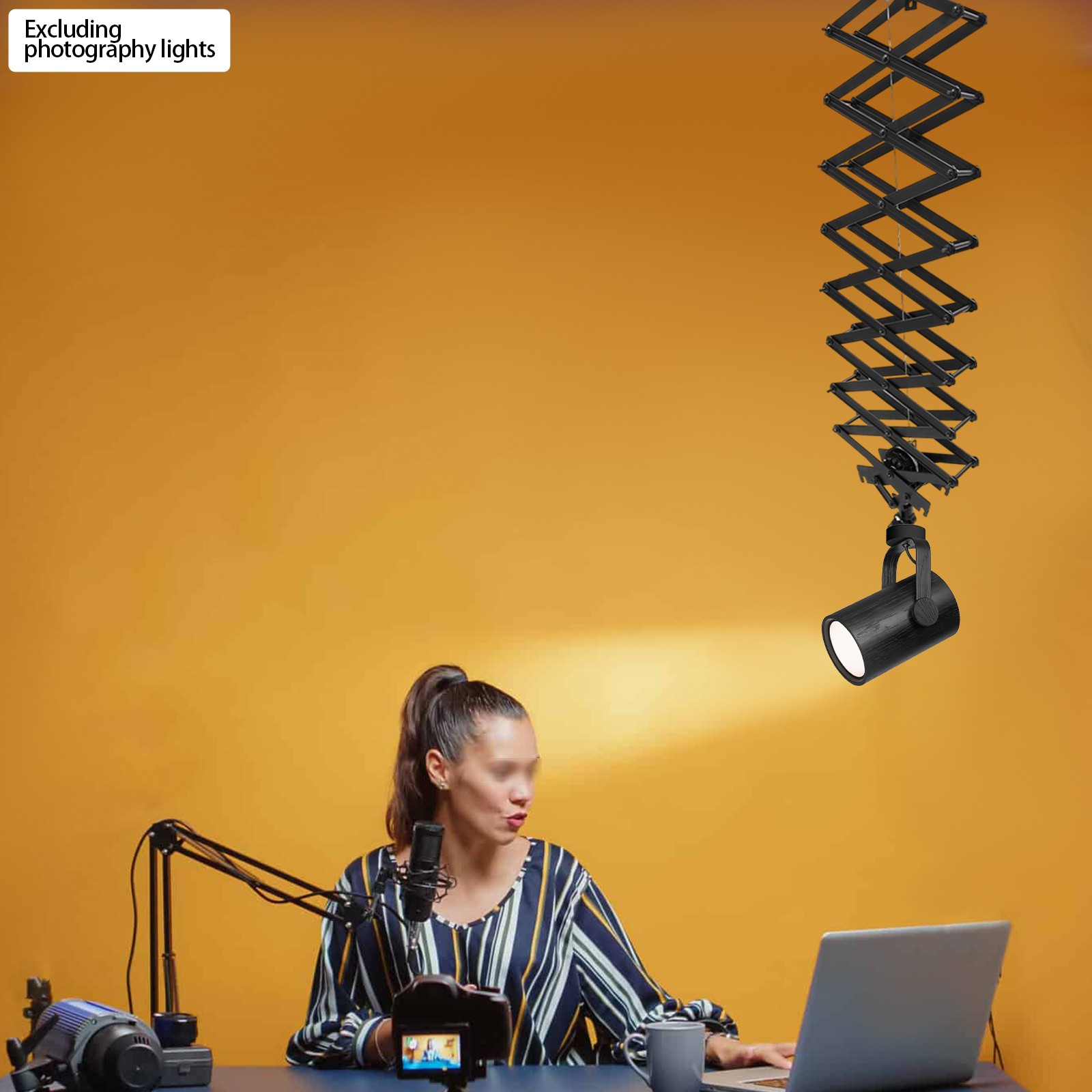 Light Wall Mounted W/ Rope Drop Photograph for Studio Photography Ceiling Rail