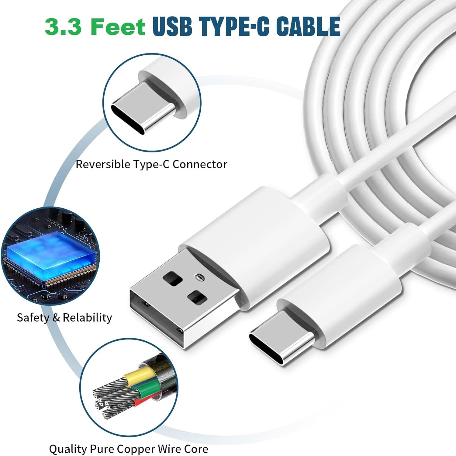 Authentic Samsung Adaptive Fast Charger Wall Plug & 3.3ft Type C Cable (2-Pack)