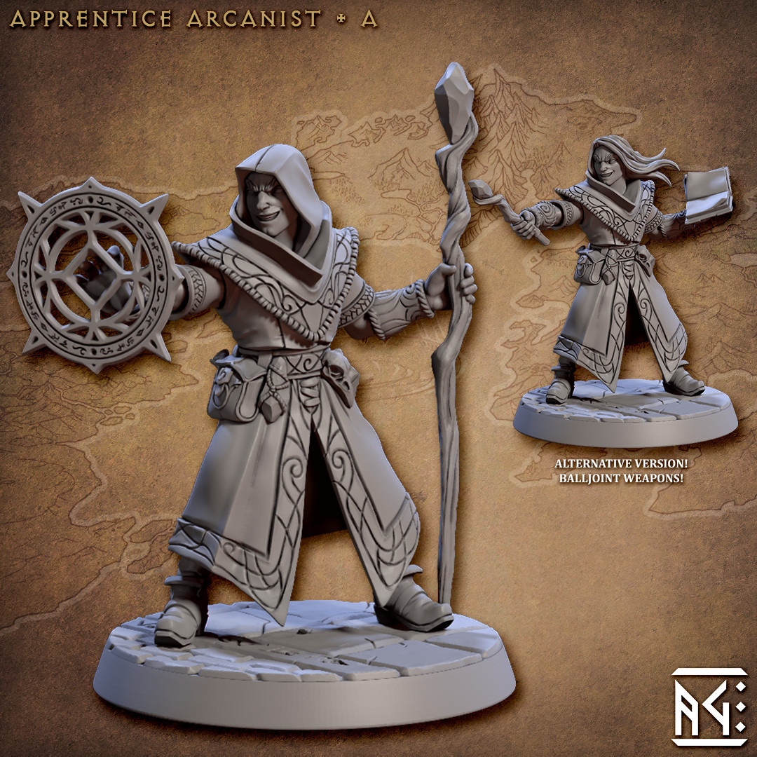 Apprentice Mage Wizard  A - Artisan Guild - Fantasy D&D Miniature