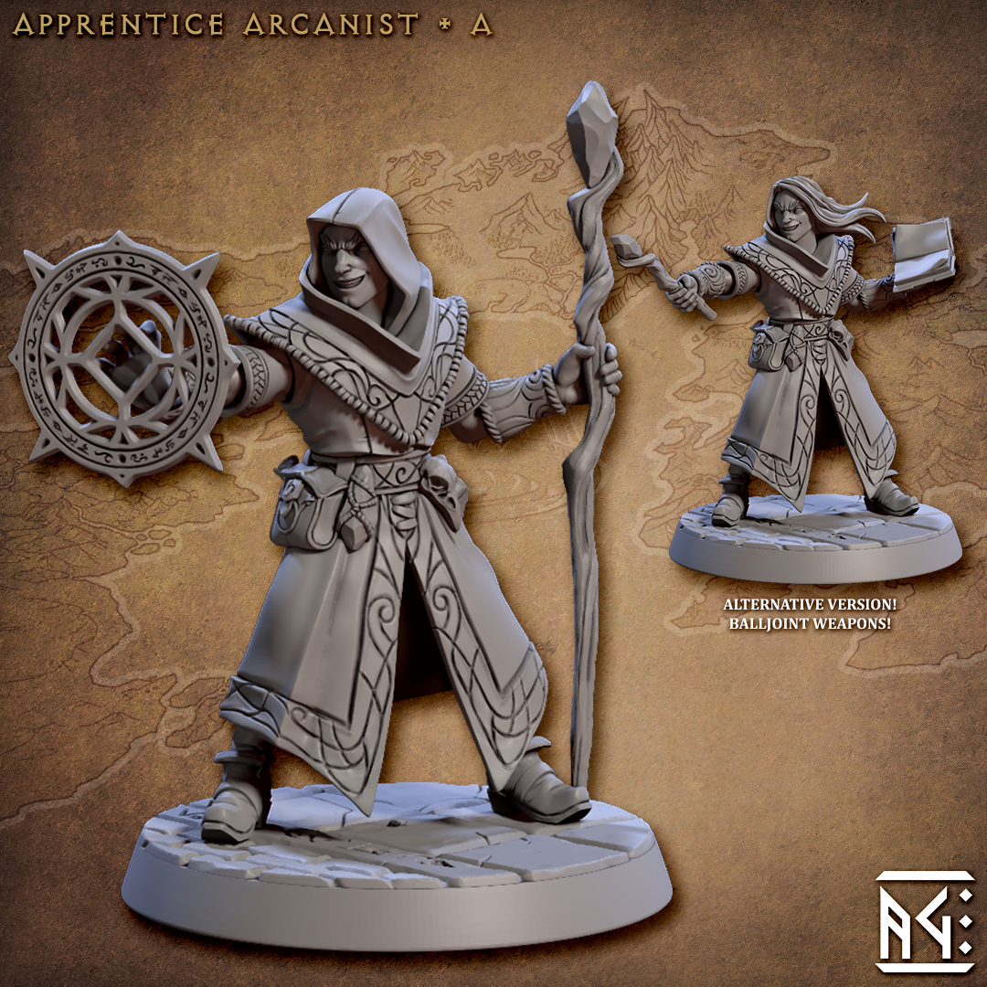 Apprentice Mage Wizard A - Artisan Guild - Fantasy D&D Miniature