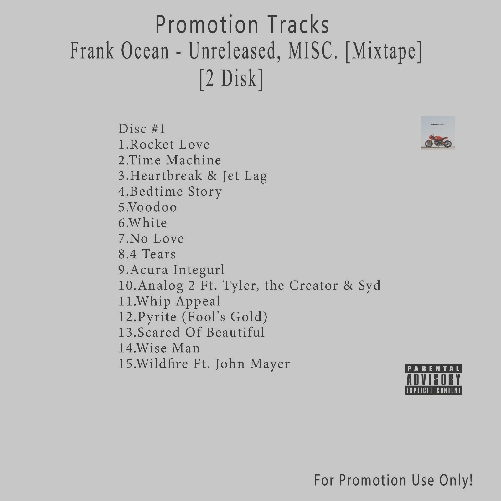 2 CD R&B/Soul.. White CD. Frank Ocean - Unreleased, MISC. [Mixtape]