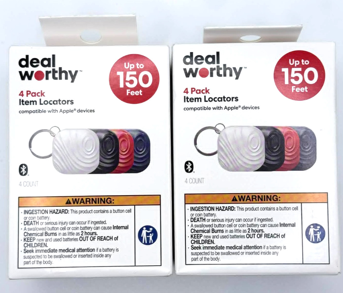 2 x 4 Pack Item TRACKER - Compatible with Apple Devices - Up to 150 Feet - B22