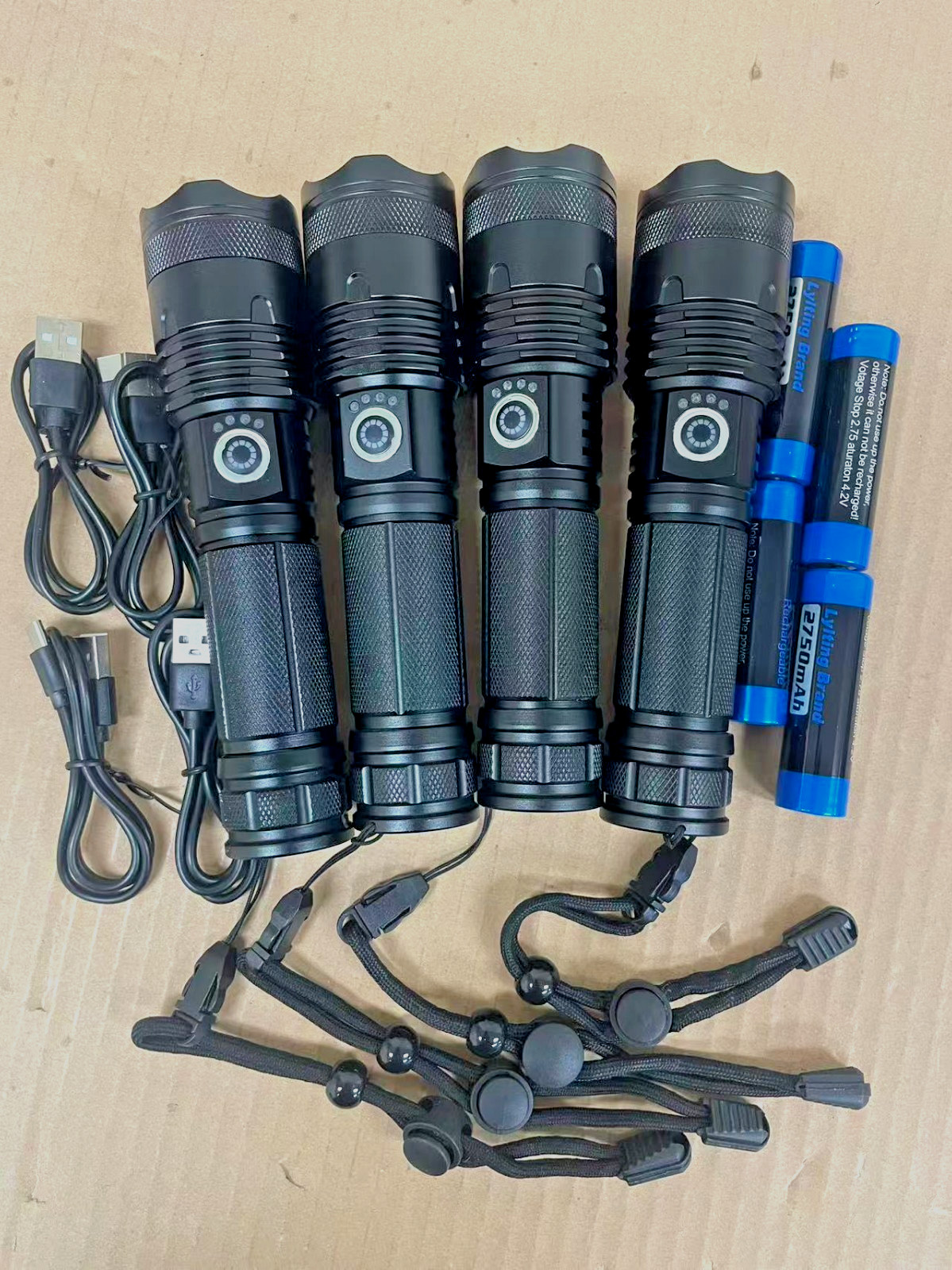 4 Pack Adjustable LED  Flashlight Rechargeable Super Bright  99000LM
