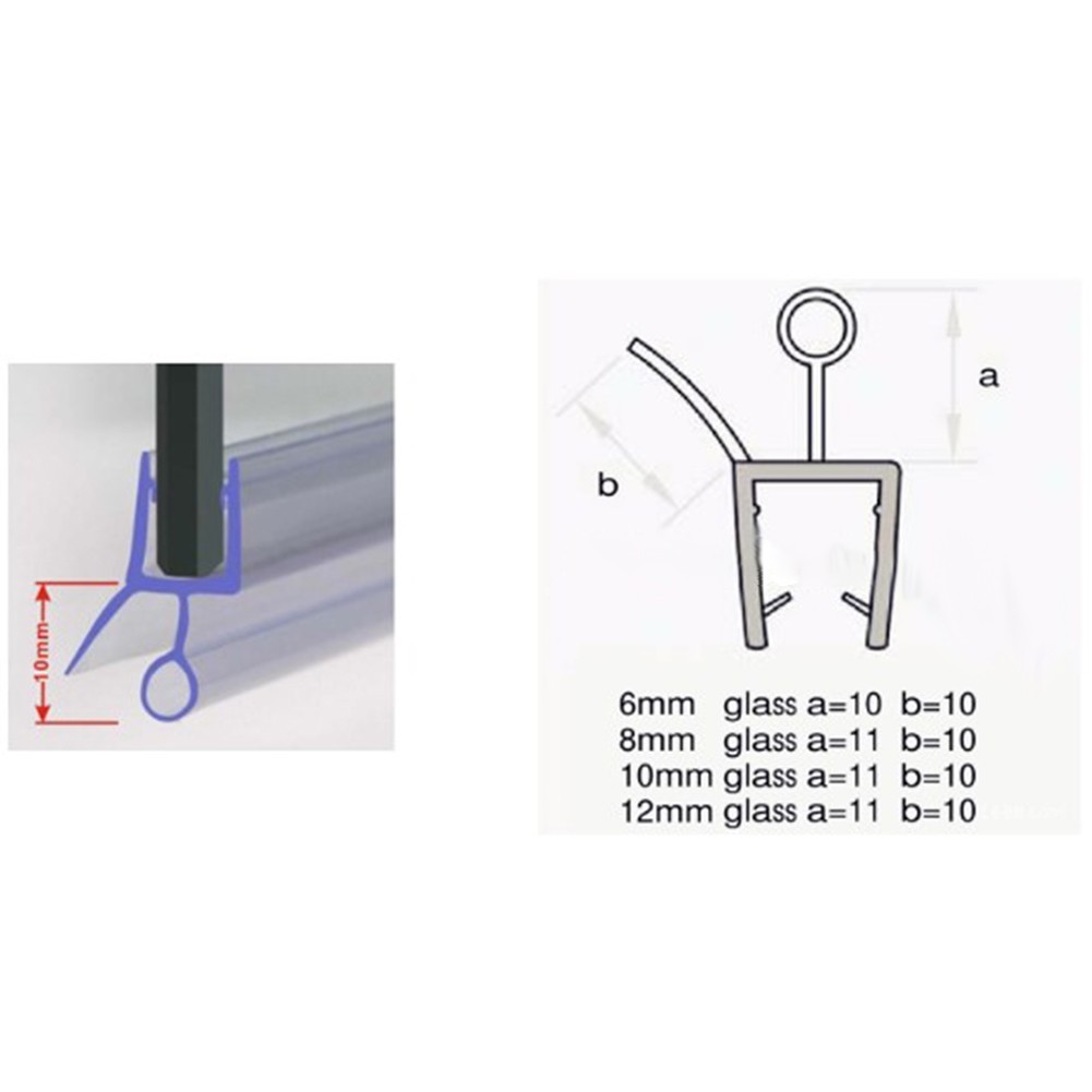 Assembly Shower Seal 6/8/10/12mm Door Seal PVC Replacement Seal Shower Strips