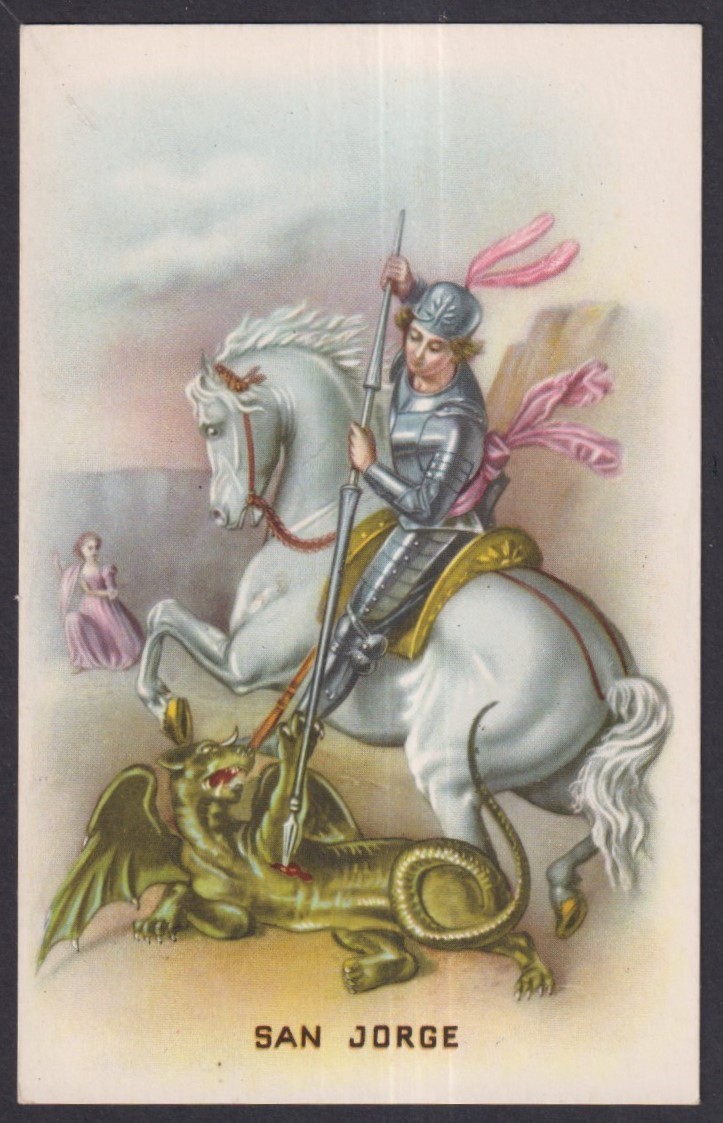 Holy card antique postale de San Jorge santino image pieuses estampa