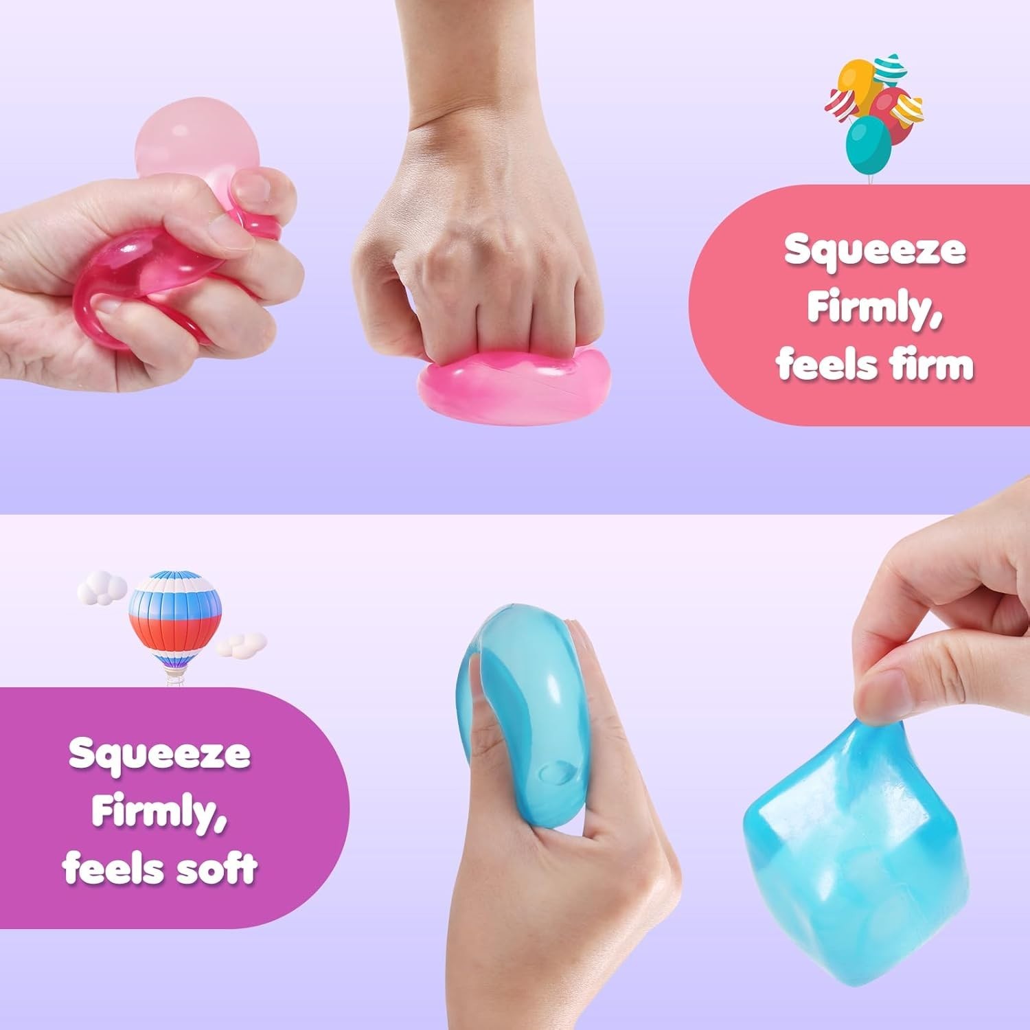 3 PACK Nee Doh Nice Cube Super Solid Squish - Blue Purple Pink - Brand New