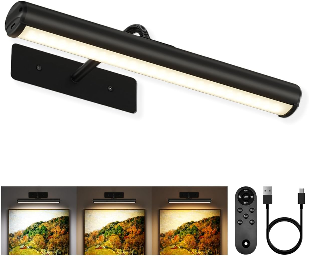 13-Inch Wireless Picture Light, 4000Mah Rechargeable Battery LED Art Light with