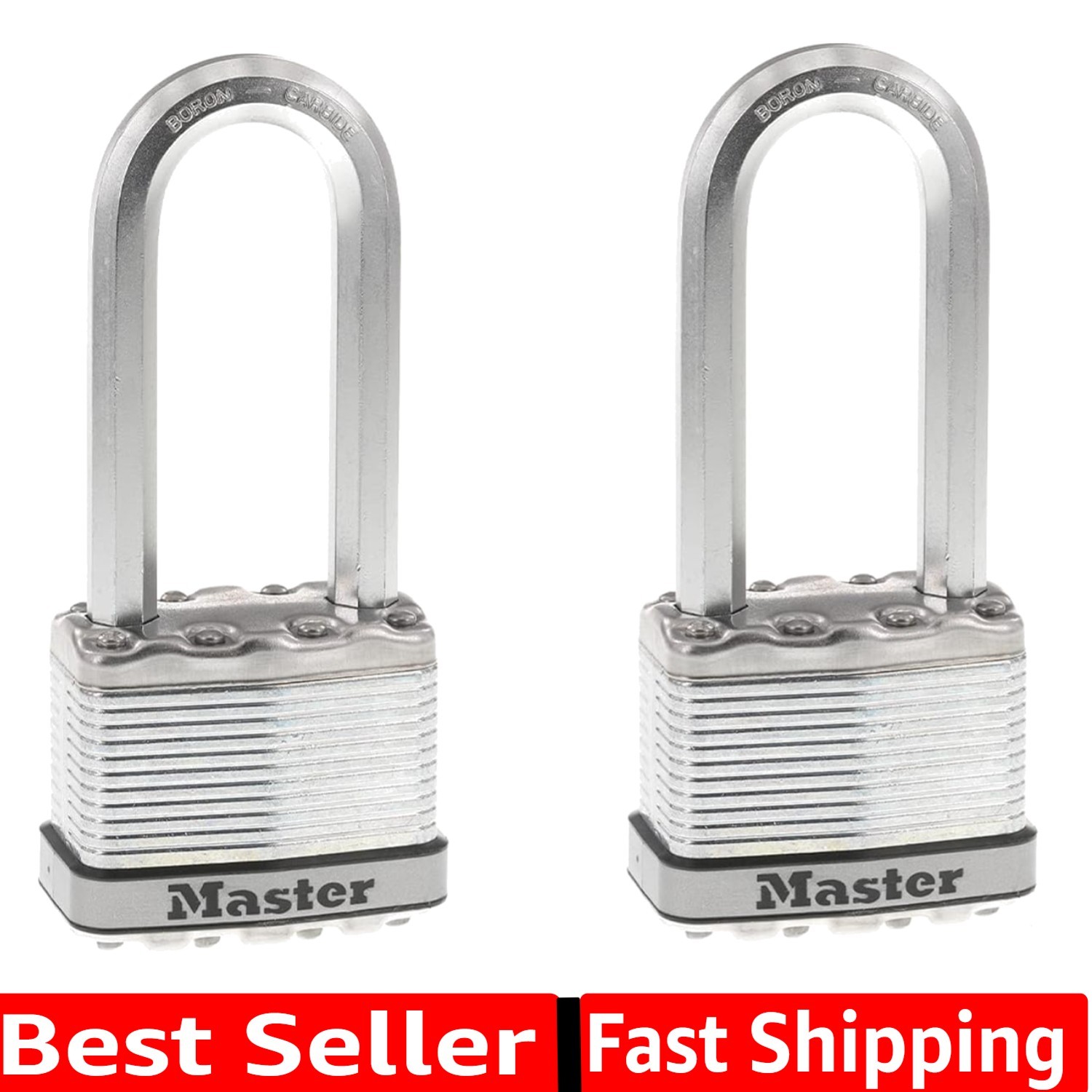 M5XTLJ Magnum Heavy Duty Outdoor Padlock with Key, 2 Pack Keyed-Alike