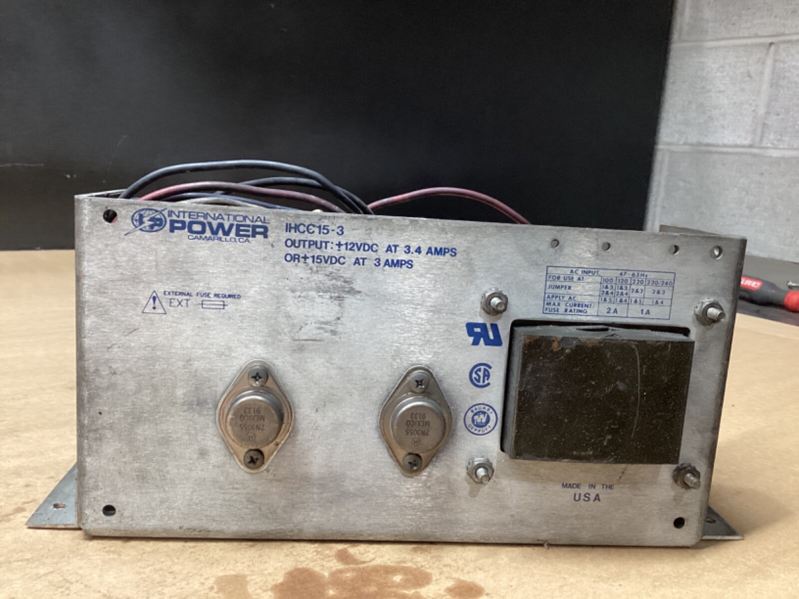 International Power 12VDC 3.4 Amps 100-240 VAC IHCC15-3 #108G84PR7