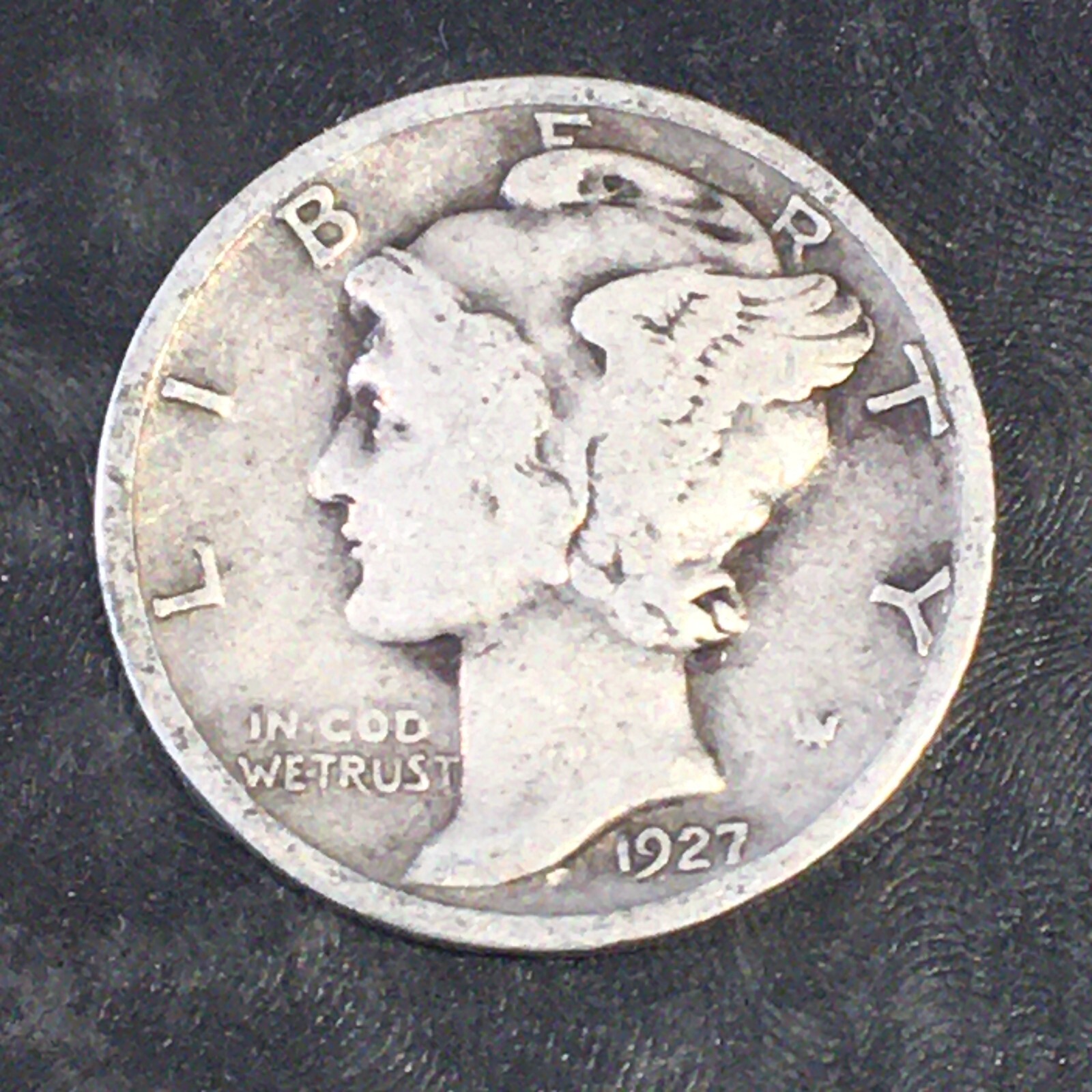 1927 Silver Mercury Dime - From old Album - High Quality Scans #o621