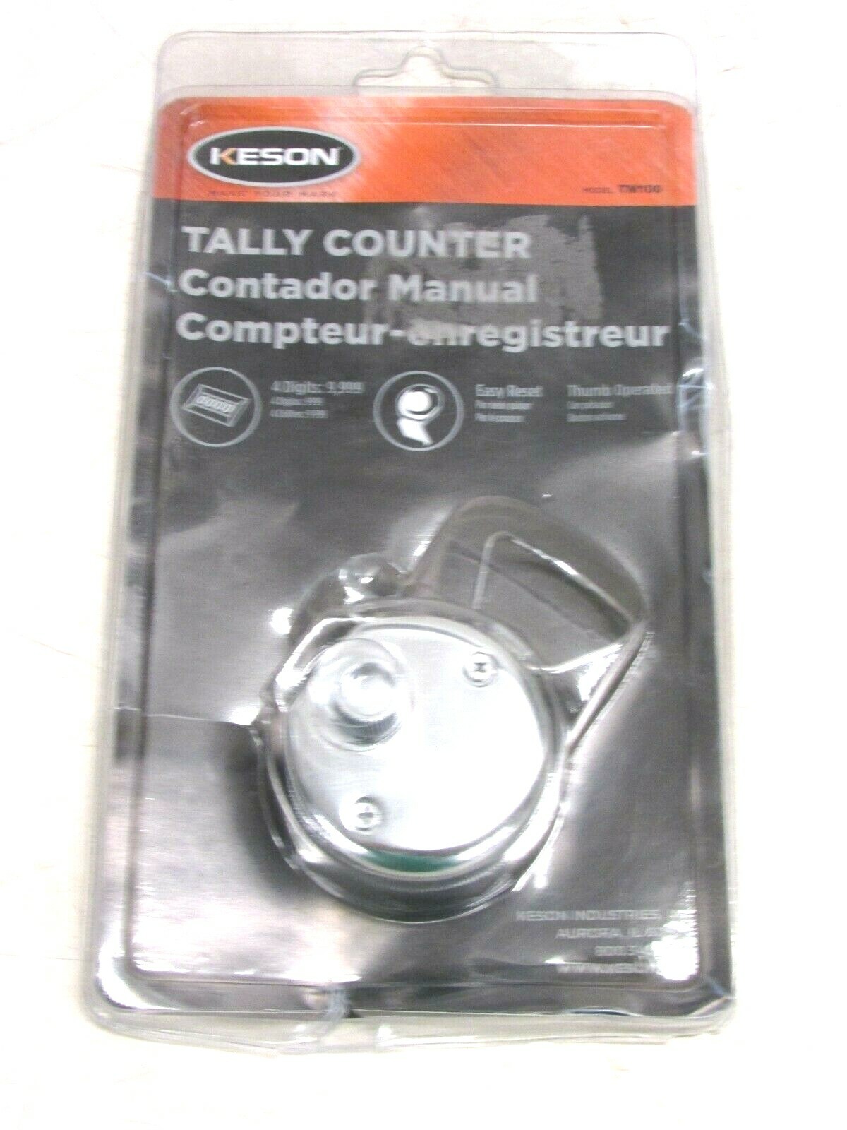 NEW! KESON TOOLS TALLY COUNTER, MANUAL THUMB OPERATED, 0-9,999, TM100