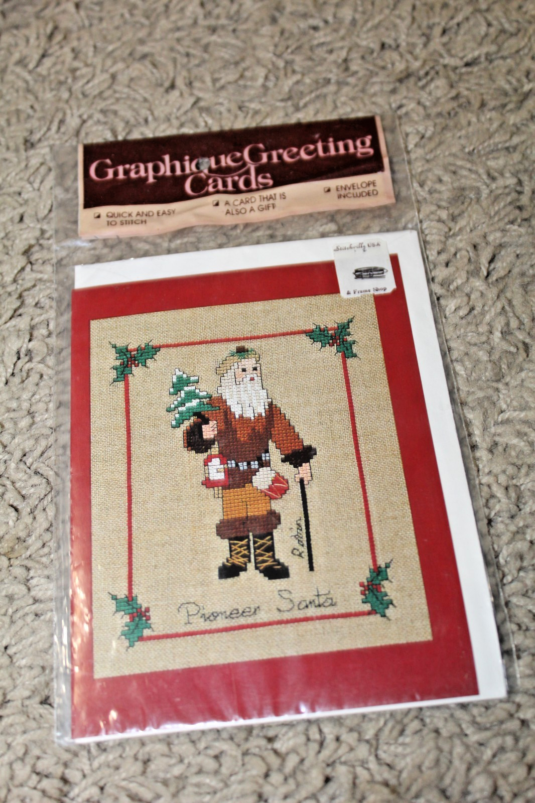 Graphic Greeting Cards PIONEER SANTA Cross Stitch Card 1987