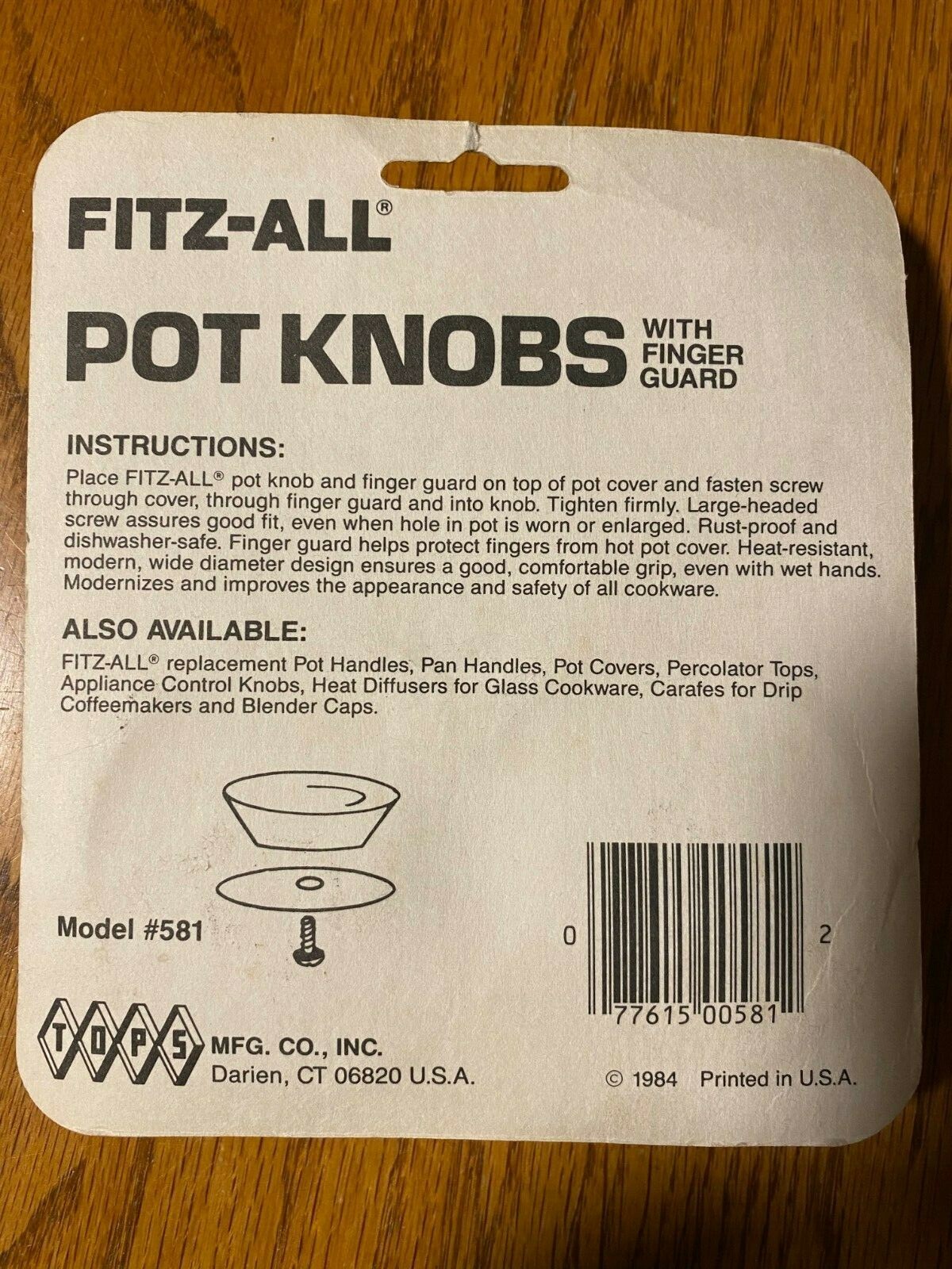 Fitz-All Replacement Pot Knobs, Model #581 Set of 2 knobs by TOPS Mfg. Co.