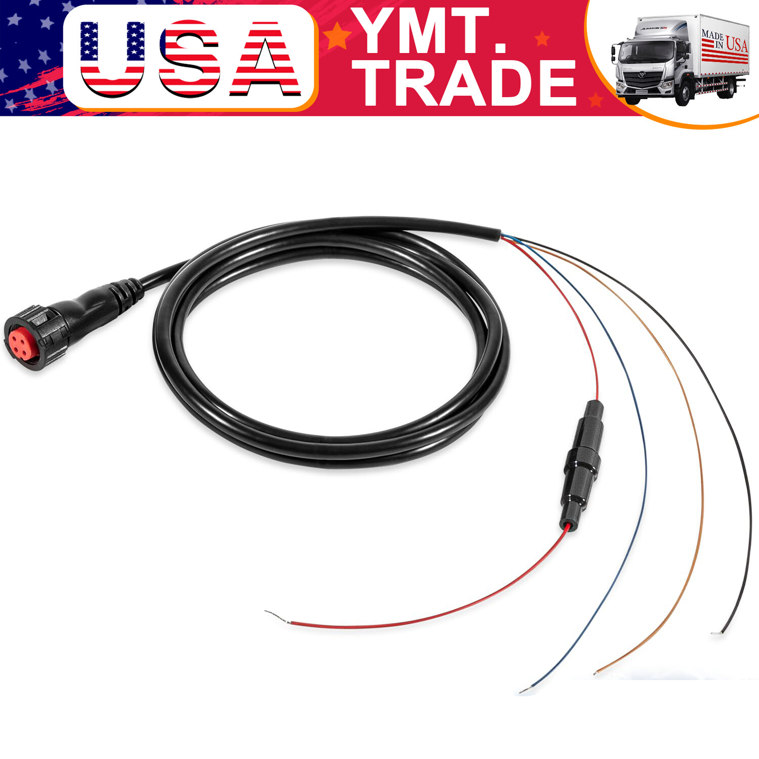 Power/Data Cable Threaded 4-Pin 010-12445-00 for Garmin Transducers echoMAP