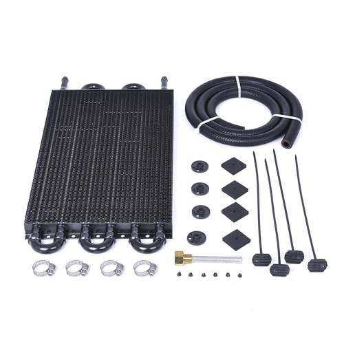 Universal 5/16" Transmission Oil Cooler, 6 Pass Tube and Fin 6 Pass Black