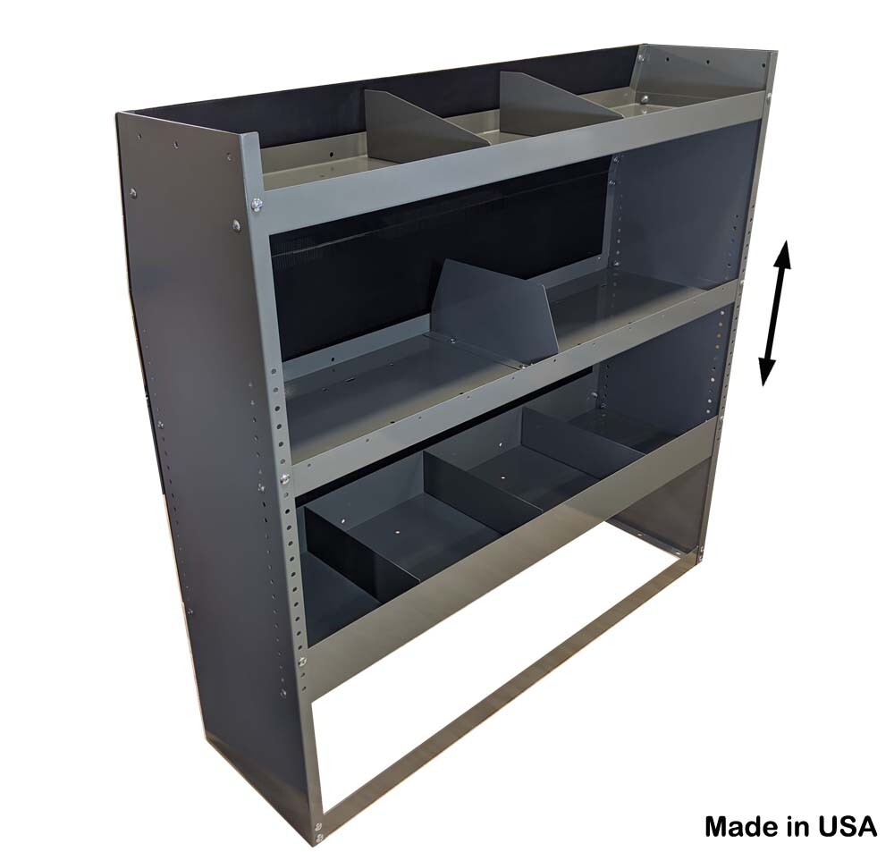 Van Shelving with Extra Deep Bottom Tray for Full Size Ford Transit LOW Roof