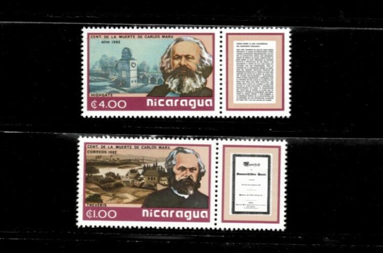 Nicaragua 1982-  Karl Marx  - Set of 2 Stamps - Scott #1182 - MNH