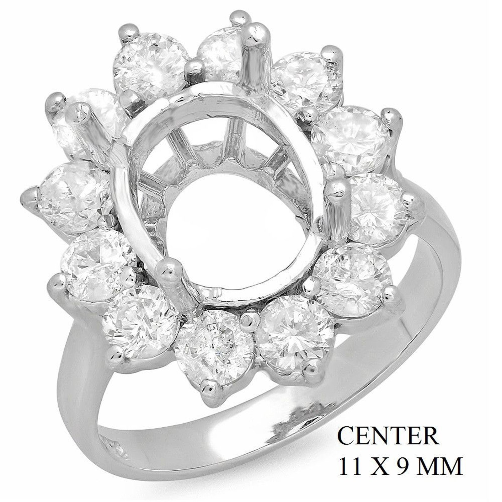 Semi Mount Ring Setting Oval 11x9 925 Sterling Silver