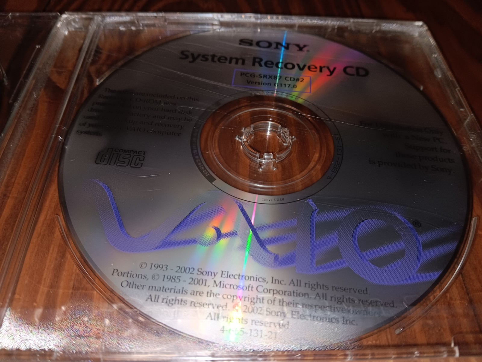 Sony VAIO System Recovery 3 CD's PCG-SRX87 Version G117.0