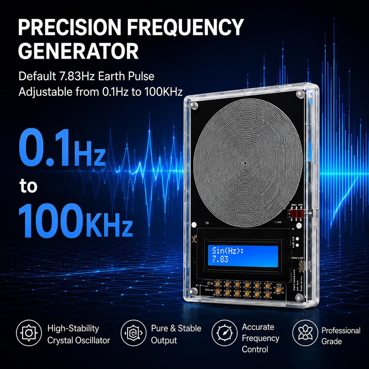 Frequency Generator for Healing 7.83Hz Schumann Resonance Generator, Adjustable
