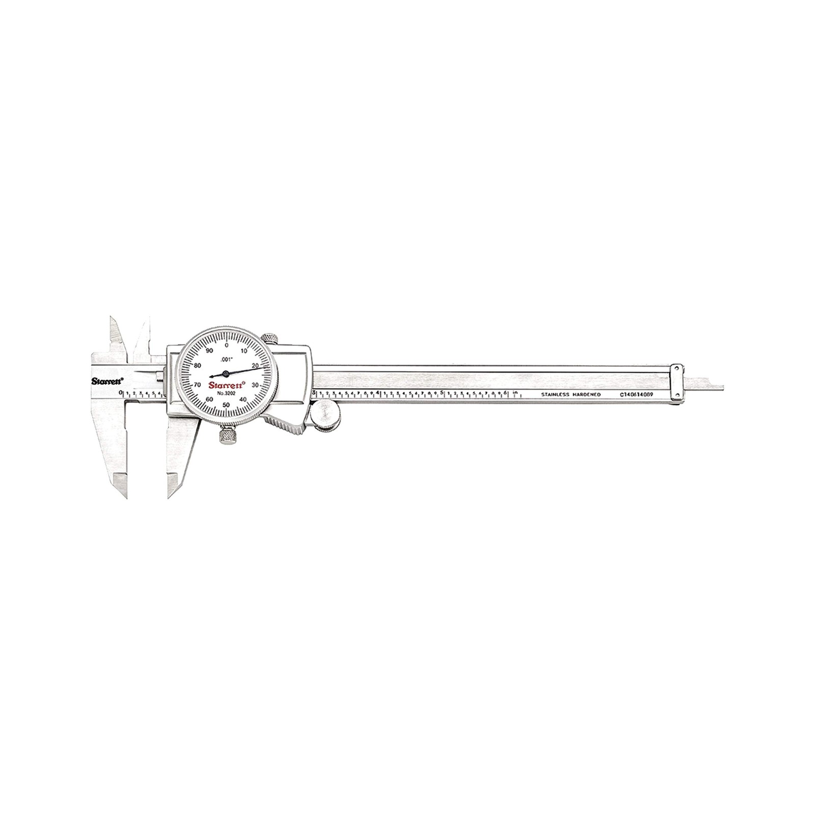 Starrett Dial Caliper with Adjustable Bezel and Fitted Case - White Face, 0-6...